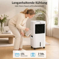 HOMCOM Luftkühler, 3 Modi, Timer-Funktion, rollbar, Kunststoff, Weiß(m-5)