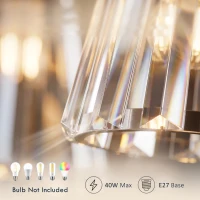 HOMCOM 3-Light Crystal Glass Ceiling Light, 40W, 3 E27 Sockets, Dual Mounting, Bulb Not Included, Silver(m-5)