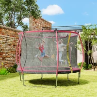 SPORTNOW 10ft Outdoor Trampoline with Enclosure Net, Spring Cover, Pink(m-11)