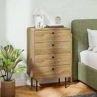 HOMCOM Modern Chest of Drawers with 4 Drawers - Oak(m-10)