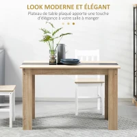 HOMCOM Table à manger table de cuisine design moderne avec grand plateau 2-4 personnes en bois dim. 120L x 69l x 75H cm(m-4)