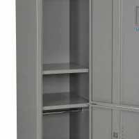 Vinsetto Armadietto 4 Ripiani 2 Porte Chiusura di Sicurezza Ufficio Garage Officina Acciaio Laminato a Freddo 38x46x180cm Grigio(m-9)