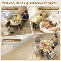 HOMCOM Masă Pliabilă pentru Dining, Masă de Bucătărie cu Roți pentru 2-4 Persoane, 100x100x75 cm, Stejar(m-4)