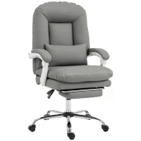 HOMCOM Ergonomic Executive Office Chair, Reclining Desk Chair with Lumbar Support, Footrest, Plush Thick Cushion, Grey(m-1)