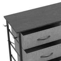 HOMCOM Chest of Drawers, Dresser with 10 Fabric Drawers, Tall Storage Unit with 4 Pockets and 2 Hooks Steel Frame, Grey(m-12)