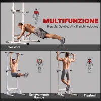 SPORTNOW Stazione Fitness con Barre per Dip e Trazioni, Altezza Regolabile 176.5-227 cm e Capacità 120 kg, Bianco(m-4)