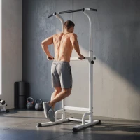 SPORTNOW Power Tower cu Bare pentru Dip și Tracțiuni, Stație Fitness Multifuncțională cu Înălțime Reglabilă 176,5-227 cm, Structură din Oțel pentru Antrenament Acasă, Capacitate 120 kg(m-9)