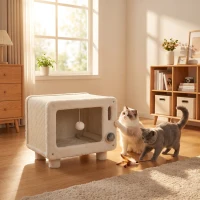 PawHut Kattenhuis in tv-design met hangmat en speelbal, sisal krabmat, voor katten tot 7 kg, 50 x 33 x 42 cm(m-9)