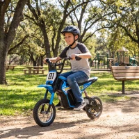 AIYAPLAY Elektrische kindermotor 24 V, kinder motocross met 250 W motor, 7 Ah accu, achtervering, schijfrem, 16 km/u, 8-12 jaar(m-8)