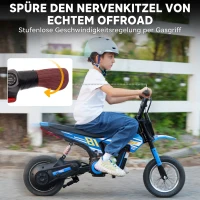 AIYAPLAY Elektro Motorrad Kinder 24 V Kinder Motocross mit 250W Motor 7Ah Akku Hinterradfederung Scheibenbremse 16km/h 8–12 Jahre(m-5)
