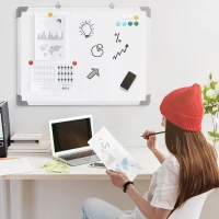 HOMCOM Whiteboard Magnettafel, leicht abwischbar, mit 4 Markern, 10 Magneten, 1 Radierer, 60 x 1,8 x 45cm(m-7)