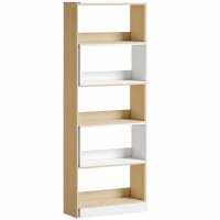 HOMCOM Libreria Angolare a 5 Ripiani dal Design Modulabile e Salvaspazio, in Legno, 67x67x163.7 cm, Multicolore(m-1)