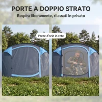 Outsunny Tenda da Campeggio Pop Up 3 Posti con 2 Porte, 4 Finestre e Telo Impermeabile, 263.5x220x123 cm, Blu(m-6)
