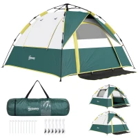 Outsunny Tienda Camping Plegable con 1 Puerta 3 Ventanas Bolsa de Transporte y Apertura Automática 205x195x135 cm Verde(m-11)