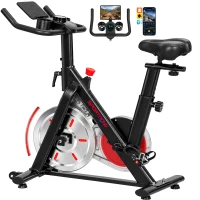 SPORTNOW Bicicletă statică cu aplicație Bluetooth, rezistență magnetică, volan de 8 kg, ecran LCD, scaun și ghidon reglabile(m-8)