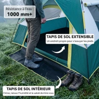 Outsunny Tente de camping pop up 2 personnes porte 3 fenêtres sac de transport inclus fibre verre polyester PE(m-6)
