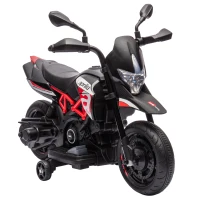 AIYAPLAY APRILIA 6V elektrische kindermotor met lithium-accu, 25W motor, 30° stuurbegrenzing en afneembare zijwieltjes(m-1)