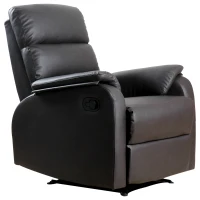 HOMCOM Sillón Relax Reclinable Manual, Sillón Relax Tapizado en PU con Reposapiés Retráctil, Acolchado Grueso, Butaca Reclinable hasta 160º, para Salón, Dormitorio, Marrón, 75x92x99 cm(m-1)