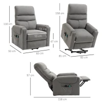 HOMCOM Poltrona Reclinabile Massaggiante con Telecomando, in Poliestere e Metallo, 79x97x103 cm, Grigio(m-3)