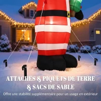 Outsunny Père Noël Gonflable de 243 cm avec Lumières LED, Matériel Fixation et Souffleur, Intérieur et Extérieur, Rouge(m-6)
