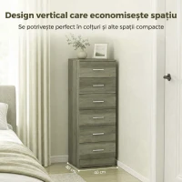 HOMCOM Comodă cu 6 Sertare, Modernă, 40x40x110 cm, Gri-Maro(m-5)