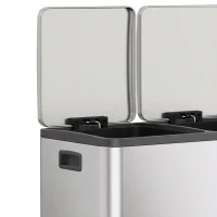 HOMCOM Poubelle à Double Compartiment 2 x 30 L, Poubelle de Cuisine à Pédale en Acier Inoxydable, Argenté(m-11)