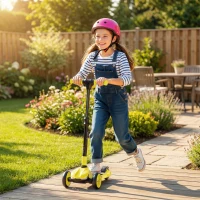 AIYAPLAY Three-Wheel Foldable Electric Scooter for Kids Aged 6-10 Years, Yellow(m-10)