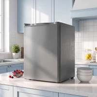 HOMCOM 60L Tabletop Mini Freezer, Countertop Small Freezer with Reversible Door, Removable Wire Shelves, Grey(m-14)