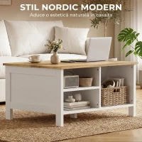 HOMCOM Ladă de Depozitare pentru Interior, 80x60x40 cm, cu Capac Rabatabil, Stil Nordic, Culoare Lemn(m-6)