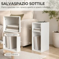 HOMCOM Set 2 Tavolini da Salotto Moderni con Ripiani Aperti, 2 prese AC e 2 porte USB, Bianco(m-6)