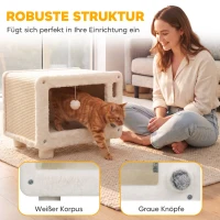 PawHut Kattenhuis in tv-design met hangmat en speelbal, sisal krabmat, voor katten tot 7 kg, 50 x 33 x 42 cm(m-4)