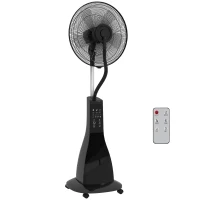HOMCOM Ventilateur sur pied brumisateur 90 W télécommande minuterie 3 modes 3 vitesses oscillant, inclinable - noir(m-11)