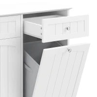 HOMCOM Vrijstaande smalle badkamerkast met lades en wasmand, 78 x 38 x 90 cm, wit(m-13)