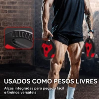 SPORTNOW Conjunto de 4 Discos de Peso com Orifício 25 mm, Total 15 kg, 2x5 kg, 2x2,5 kg, com Pegas, para Halteres e Barras, Vermelho(m-4)