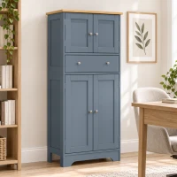 HOMCOM Kitchen Cupboard, Modern Freestanding Kitchen Storage Cabinet with Doors and Shelves, Grey Blue(m-9)