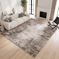 HOMCOM Tapis de salon, Polyester, motif artistique moderne, lavable, Marron(m-2)