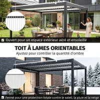 Outsunny Pergola Bioclimatique 4x3m en Aluminium à Toit Louvred Ajustable, Protection Soleil, pour Jardin Extérieur, Blanc(m-4)