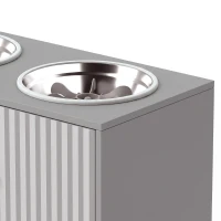 PawHut Gamelle Chien Surélevée Meuble d'Alimentation Rangement 40L 2 Bols Inox 2L 1 Gamelle Anti-Glouton 60x30x35,5cm Gris(m-14)