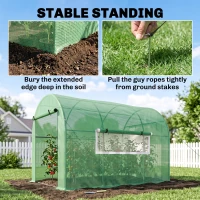 Outsunny 300 x 200cm Walk-In Polytunnel Greenhouse - Green(m-7)