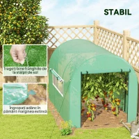 Outsunny Solar de Grădină Tip Tunel, 3x2x2 m, Oțel și PE Anti-UV, Verde(m-7)