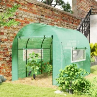 Outsunny Solar de Grădină Tip Tunel, 3x2x2 m, Oțel și PE Anti-UV, Verde(m-2)
