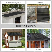 Outsunny Juego de 12 Paneles para Tejado de Acero Galvanizado 7m² para Caseta de Herramientas Cobertizo 129x45cm Gris Oscuro(m-4)