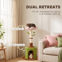 PawHut Cat Tree for Indoor Kittens, 88cm Flower Cat Tower with Condo & Bed, Scratching Post, 2 Toy Balls and 2 Crinkle Leaves(m-5)