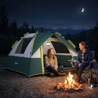 Outsunny Tienda Camping Plegable con 1 Puerta 3 Ventanas Bolsa de Transporte y Apertura Automática 205x195x135 cm Verde(m-8)