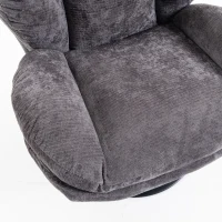 HOMCOM Modern Chenille Lazy Chair with Ottoman, 360° Swivel, Upholstered Reading Seat Set for Living Room, Dark Grey(m-11)