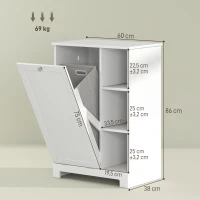 HOMCOM Mueble de Baño con Cesto Ropa Sucia Cesta Extraíble Estante Ajustable y Compartimentos para Baño 60x38x86 cm Blanco(m-3)