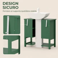 HOMCOM Mobile Sottolavabo per Lavabo a Colonna con Anta e Ripiano, 65x32x62 cm, Verde(m-7)