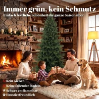 HOMCOM Künstlicher Weihnachtsbaum klappbarer Holzständer Spritzguss Tannenbaum 1438 Spitzen 180 cm Grün(m-4)