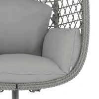 Outsunny Hanging Egg Chair, Indoor Outdoor Rattan Hammock Swing Chair with Stand, Safety Strap, Foldable Basket, Dark Grey(m-13)