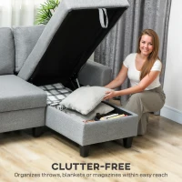 HOMCOM Three-Seater Storage Sofa Bed - Grey(m-6)